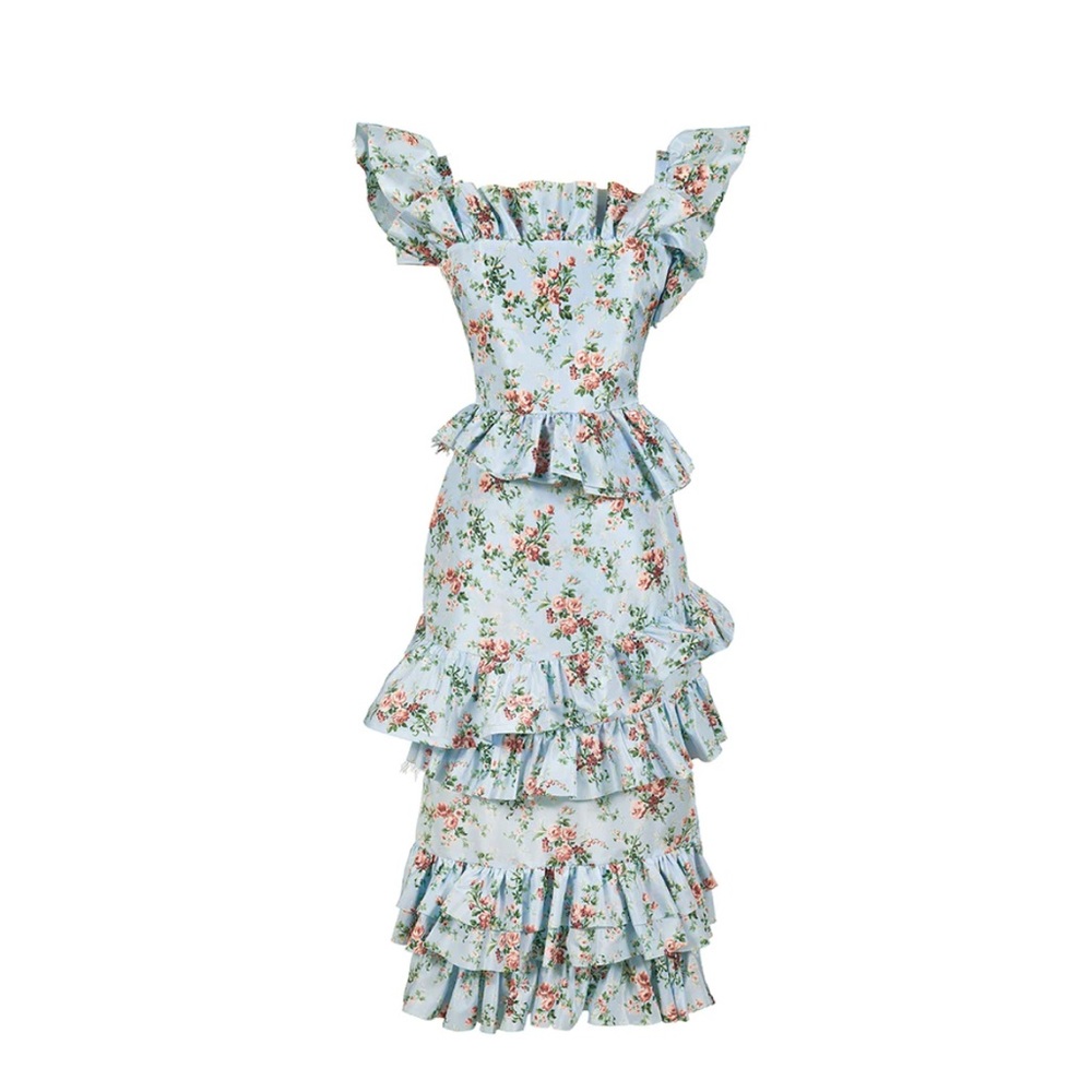 Brock Collection x Over the Moon Daria Cocktail Dress in Light Blue Taffeta